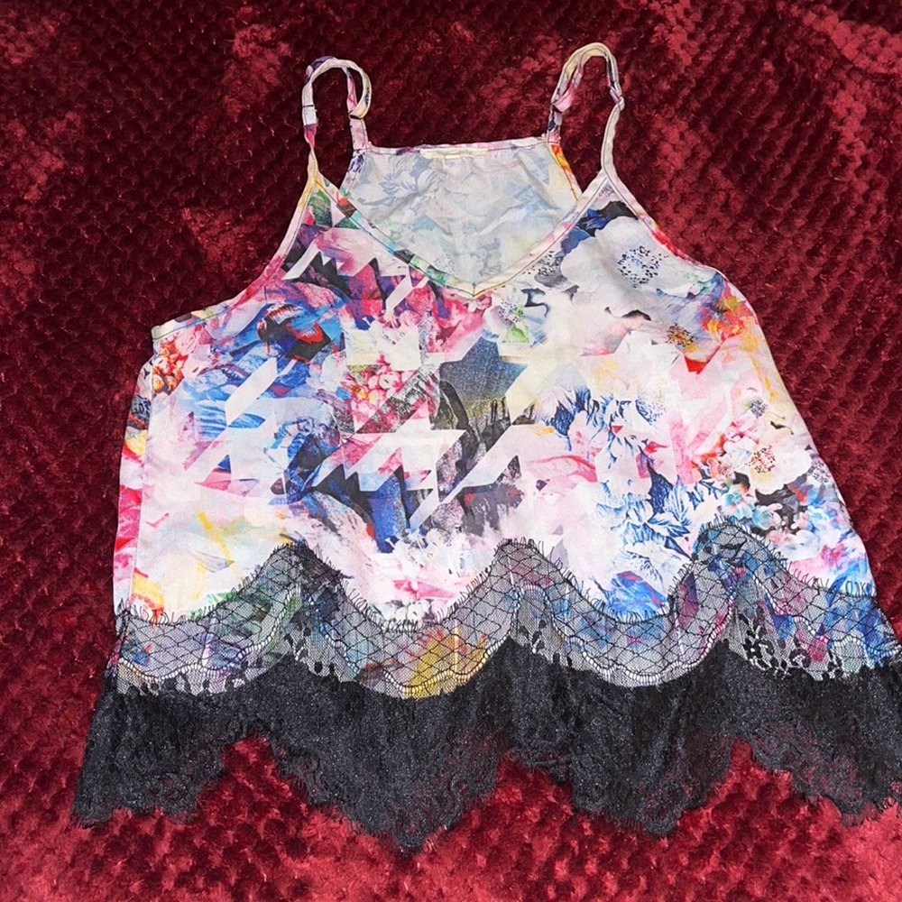 Lace Abstract Print Blouse